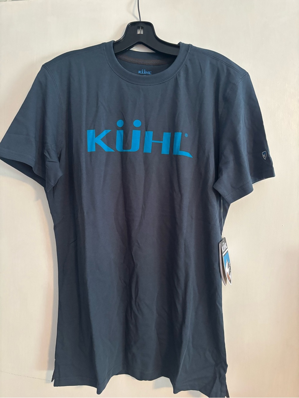 Men's KUHL Logo T-Shirt, Pirate Blue, size Medium, 100% organic cotton, NWT